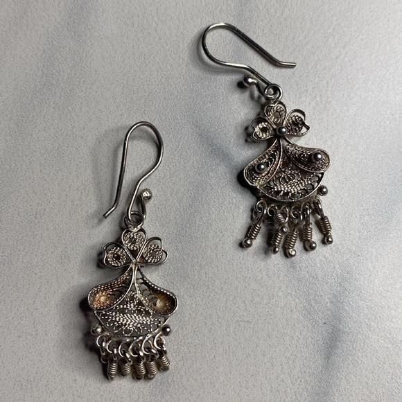 Filigree earrings with fringe sterling silver 925 - Picture 4 of 6